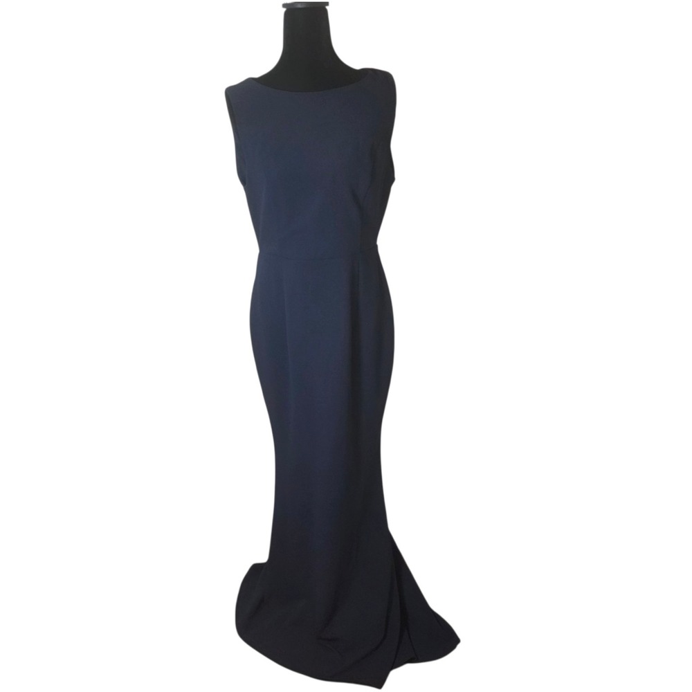 Lulus Navy Blue Mermaid Maxi Dress XL Open Back Formal Prom Wedding Guest Gown